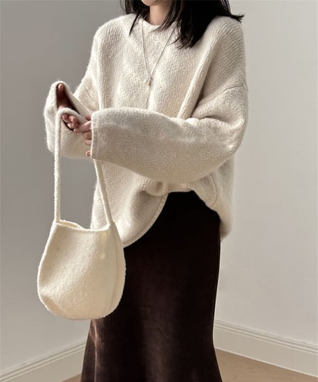 wax touch round neck knit /4color　FL3072