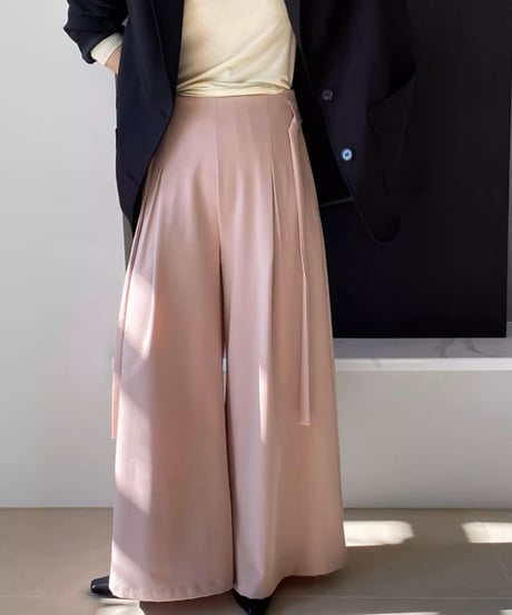 drawcord drape wide leg pants /2color　FL3347