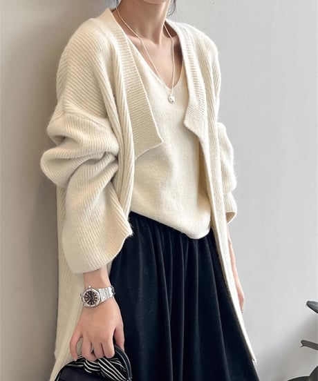 knit cardigan & camisole ensemble /4color　FL3071