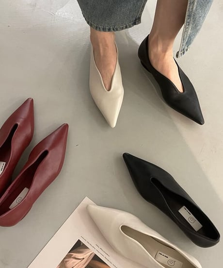pointed v-cut shoes /3color　FL2210