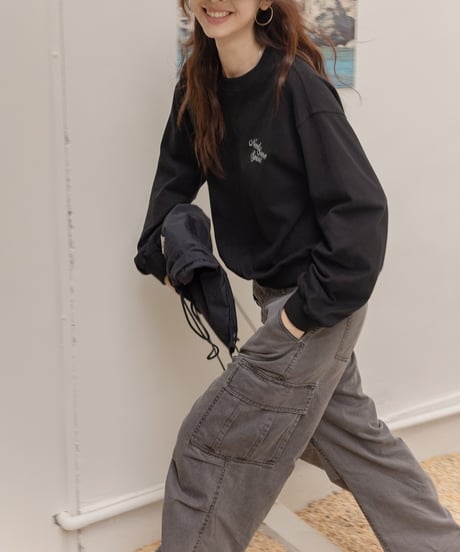 drop shoulder letter print sweat tops /4color　FL3254