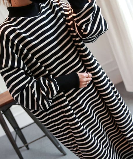 ​striped pattern long dress　FL2922