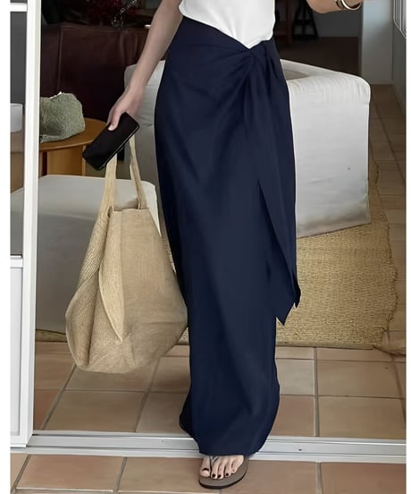 waist ribbon wrap skirt /6color　FL3405