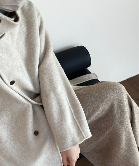 stand collar wool coat w/waist belt /2color　FL3074