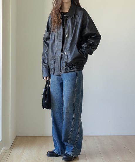wide leg washed jeans/2color　FL3306