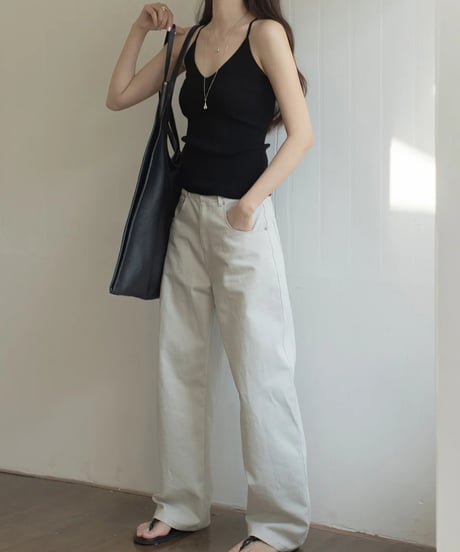 back cross strap rib camisole /4color　FL3326