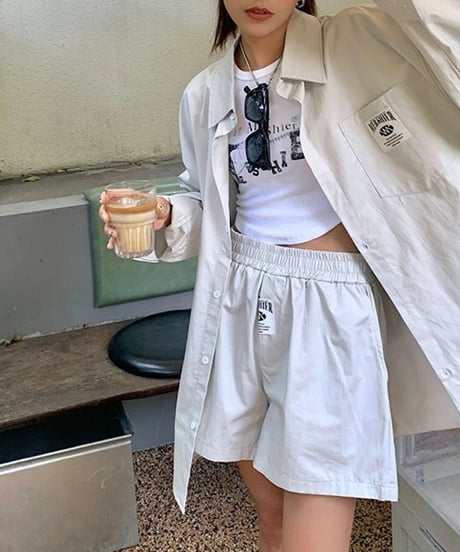 oversized shirt and shorts set  FL2434