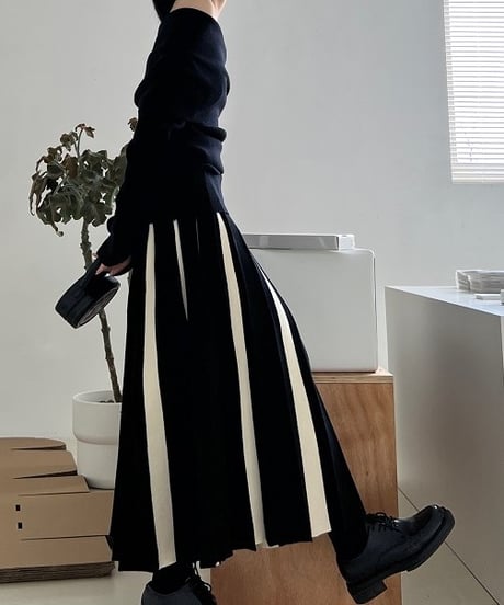 bicolor a-line ambrella skirt/ 2color　FL3143
