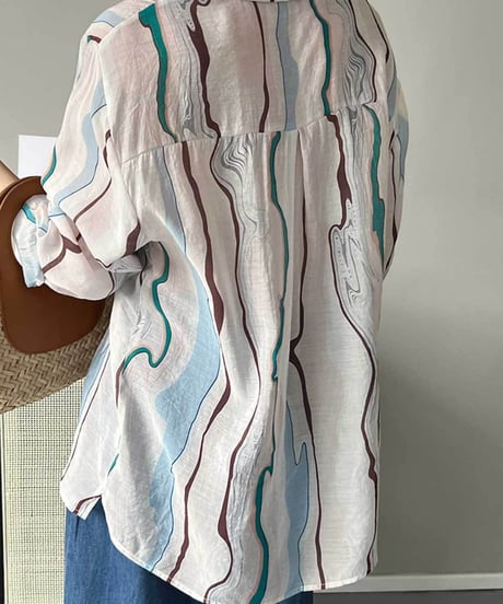 marble striped sheer shirt　FL2607