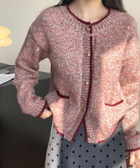 mixed yarn short knit cardigan /2color　FL3119