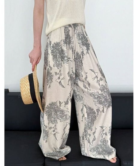 botanical printed wide pants /2color　FL3653