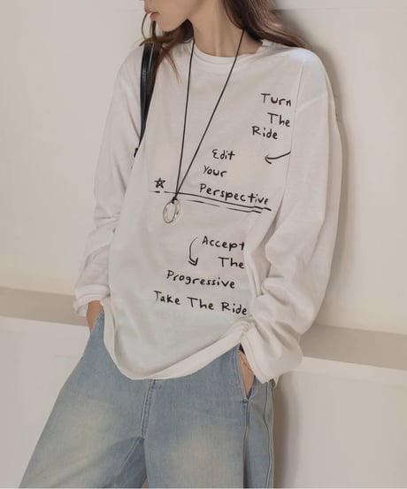 letter print long sleeve t-shirt　FL3325