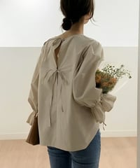 puff sleeve ribbon blouse　FL2475