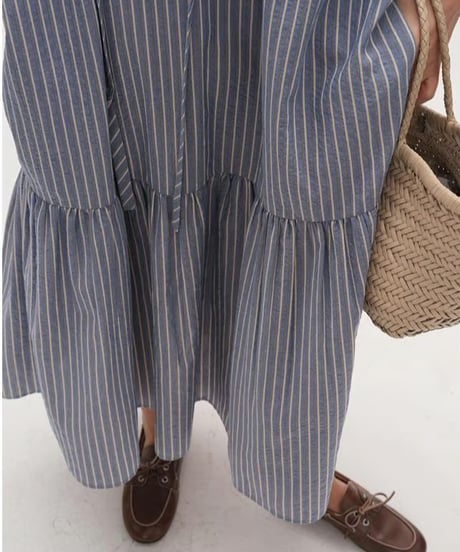 bowtie open collar striped o/p　FL3359