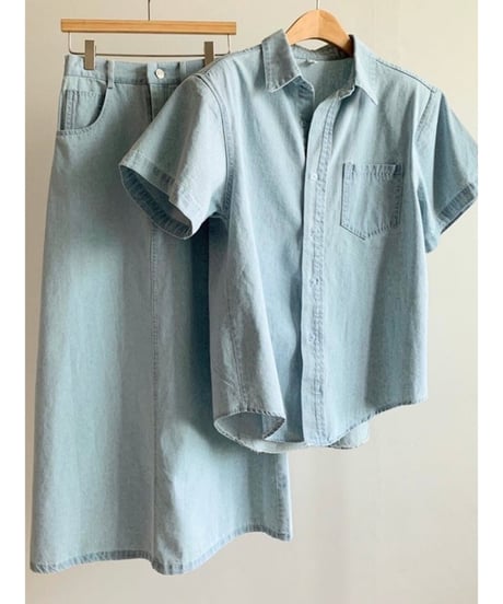 French sleeve denim set up /2color　FL2445