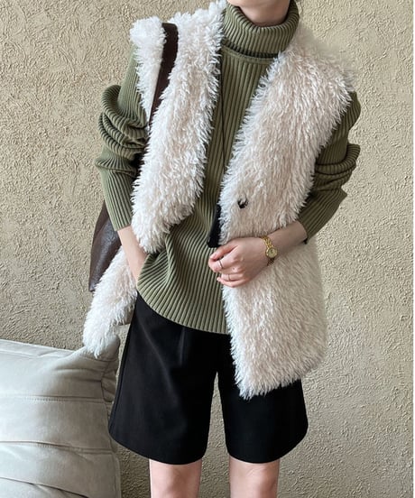 lamb hair fur vest /2color　FL3043