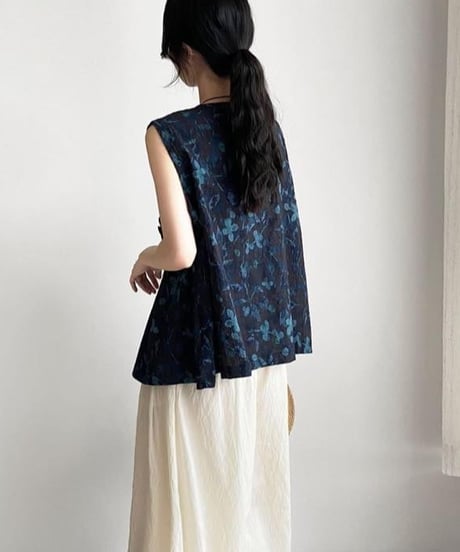 floral print sleeveless blouse　FL3459