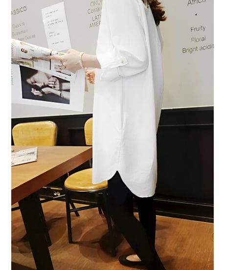 v-neck long shirt　FL3402