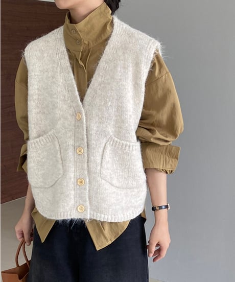 wool blend knit vest /3color　FL2734