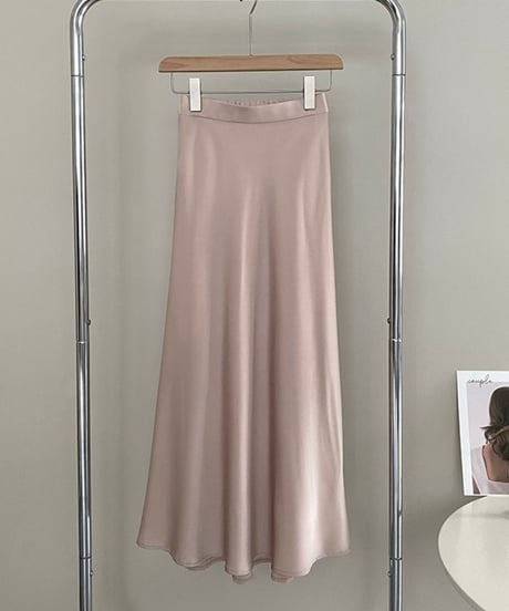 side slit satin long skirt /3color　FL2713