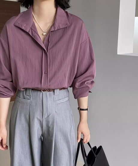 front button stand collar shirt /5color　FL2783