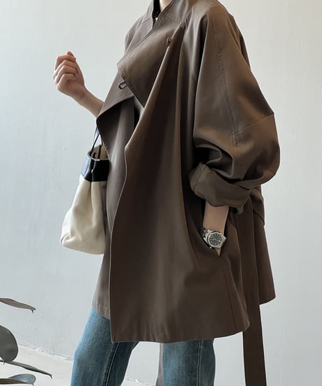waist-marked mid-length coat /2color　FL2786