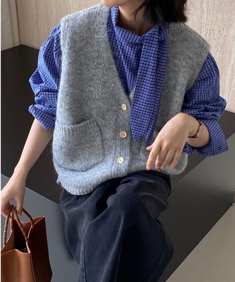 wool blend knit vest /3color　FL2734