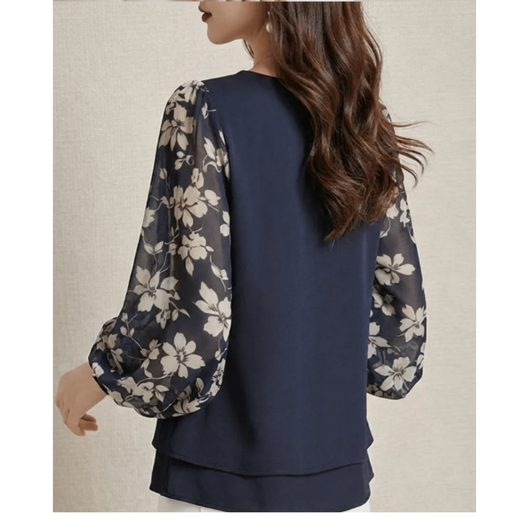 floral chiffon sleeve blouse FL3617 | Flosa