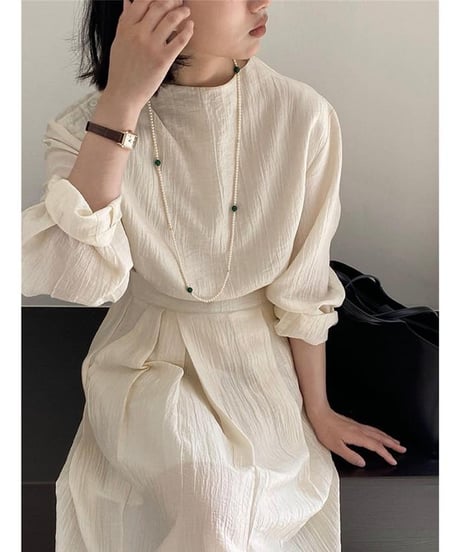 round neck blouse & slit skirt setup　FL2437