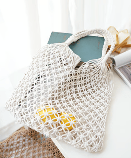 natural braided mesh bag / 3color　FL3446