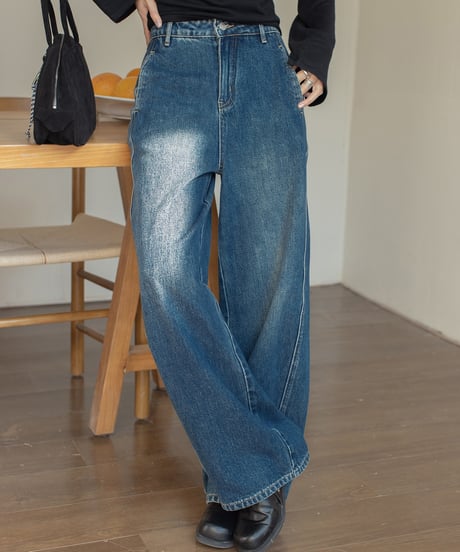 wide leg washed jeans/2color　FL3306