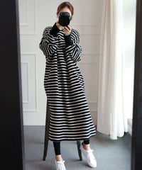 ​striped pattern long dress　FL2922