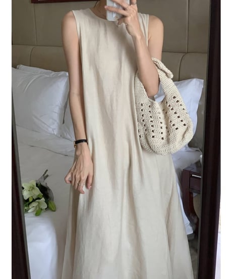 cotton linen backless dress /2color　FL2087