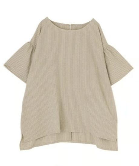 striped bell sleeve lightweight blouse /2color　FL3628