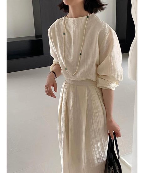 round neck blouse & slit skirt setup　FL2437