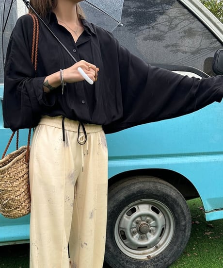 drawstring loose thin shirt /2color　FL2602
