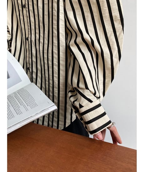 no-collar striped shirt　FL2465