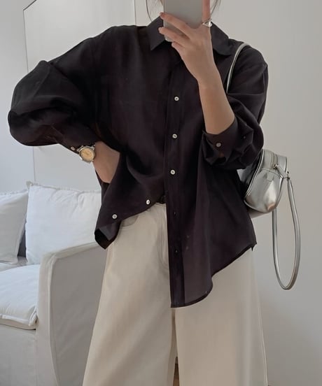 back slit sheer shirt /7color　FL3407