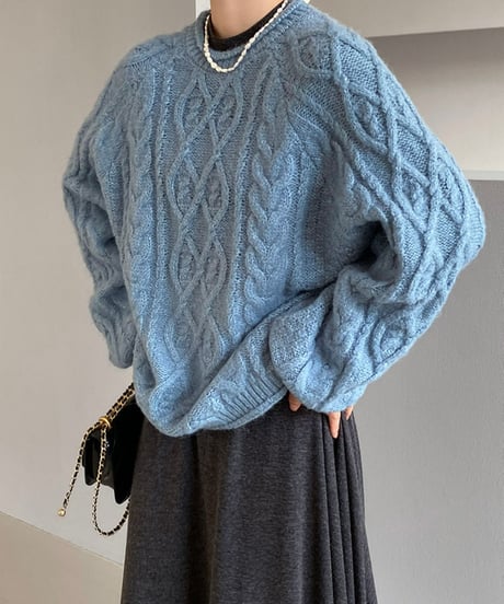 cable knit volume sleeve knit /3color　FL3129