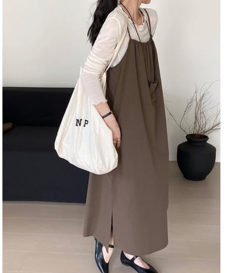 side slit suspenders long o/p /2color  FL3371