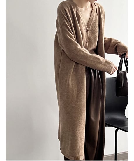 long knit cardigan & vest 2-piece set /5color　FL2728
