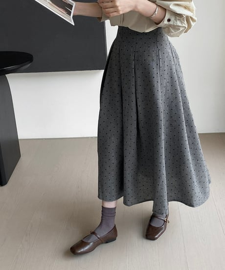 polka-dot pleated skirt /2color　FL2852