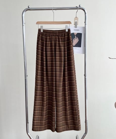retro check wide pants /2color　FL2986