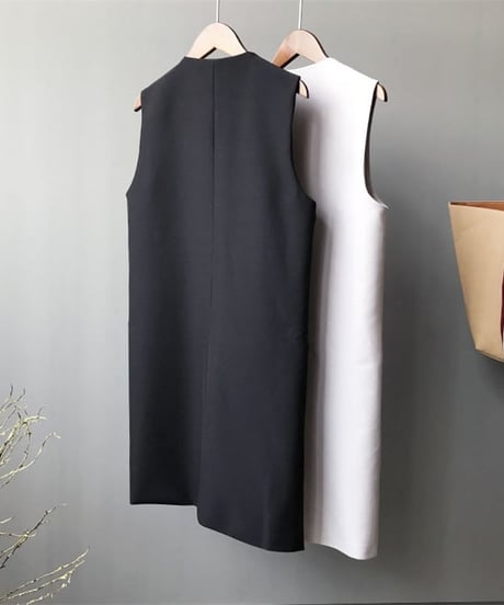 v-neck long vest /2color　FL2522