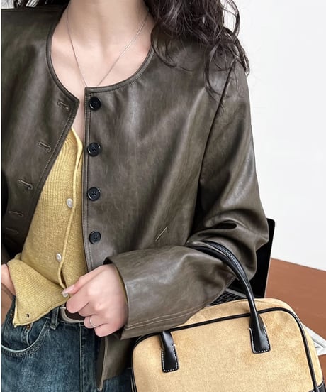 short pu leather jacket　FL2707
