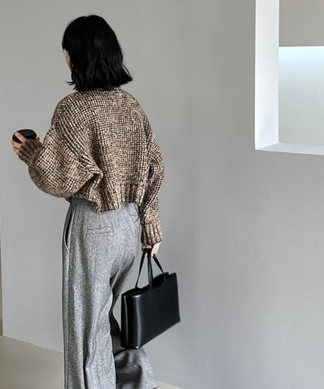 round neck short knit pullover /2color　FL2976
