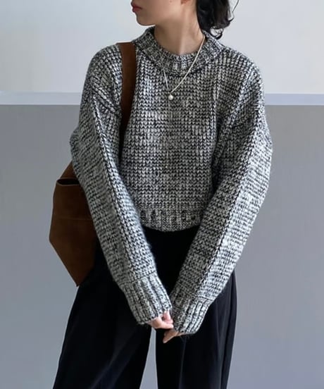 round neck short knit pullover /2color　FL2976