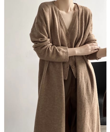 long knit cardigan & vest 2-piece set /5color　FL2728