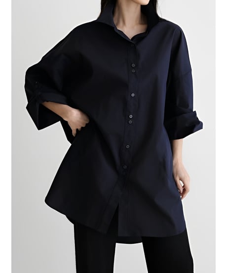 oversized buttoned sleeve shirt /2color　FL2027