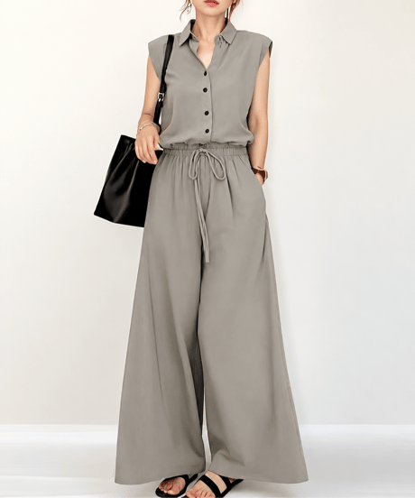 sleeveless wide pants setup / 3color　FL3585
